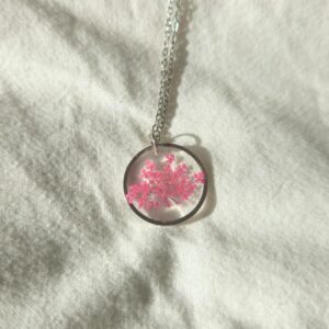 collier cigue argent rose
